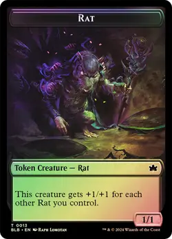 MTG FOIL {Rat Token} // {Splash Lasher Token} - Bloomburrow #013 - Image 1