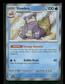Pokemon Card - Slowbro 117/091 Shiny Baby Holo Rare Paldean Fates NM Radiant 117 - Image 1