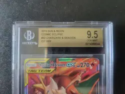 Charizard & Braixen GX Tag Team 22/236 Beckett 9.5 Gem Mint - Cosmic Eclipse - Image 2