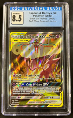 Pokemon 2020 Tag Team Espeon & Deoxys GX Black Star Promos SM240 CGC 8.5 - Image 1
