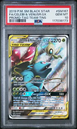 Pokemon Celebi & Venusaur GX SM167 BSP S&M Tag Team Tins Promo GEM MINT PSA 10 - Image 1