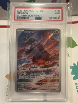PSA 9 Mint Pokemon Paradox Rift Groudon 199/182 Illustration Rare - Image 1