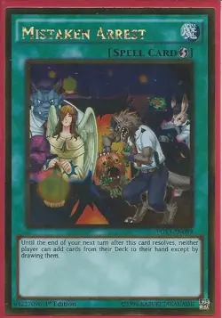 MISTAKEN ARREST PGL3-EN089 GOLD RARE NEAR MINT YUGIOH - Image 1