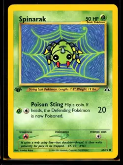 2001 Neo - Discovery Spinarak #64 1st Edition Non Holo Pokemon Card - Image 1