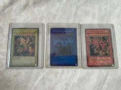 Yu-Gi-Oh Egyptian God Card Set GBI-001, 002, 003. Rare Promo Ra Slifer Obelisk - Image 1