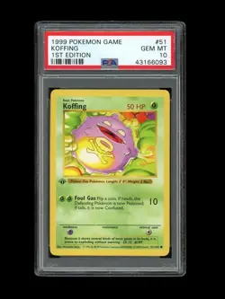 Pokemon PSA 10 GEM MINT Koffing 1st Edition Base Set Shadowless 1999 Card 51/102 - Image 1