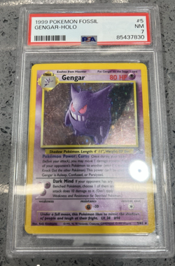 1999 Pokemon Fossil Gengar #5 Holo PSA 7 NM - Image 1