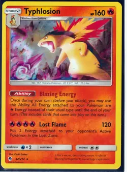 2018 POKEMON TYPHLOSION 42/214- LOST THUNDER - HOLO - RARE - NM/M (T1) - Image 1