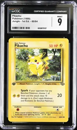 CGC 9 MINT Pikachu 1999 Jungle 1st Edition 60/64 Pokemon Card psa - Image 1