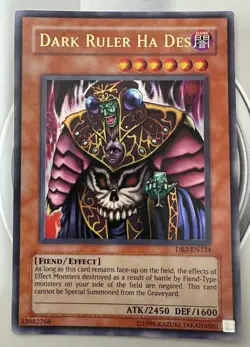 YU GI OH! CARD DARK RULER HA DES DB2-EN124 DARK BEGINNING 2 ULTRA RARE UNPLAYED - Image 1
