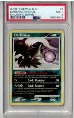 2008 Pokemon Diamond & Pearl Majestic Dawn Darkrai Reverse Holo Foil 3/100 PSA 9 - Image 1