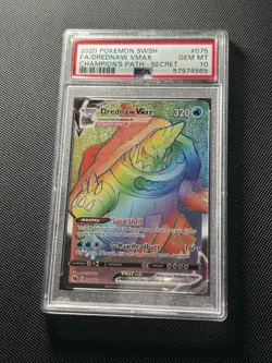 2020 Pokemon SWSH Champion's Path - Secret Full Art Drednaw VMAX #075 PSA 10 - Image 1