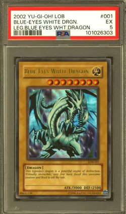 Yu-Gi-Oh Legend of Blue Eyes Blue-Eyes White Dragon LOB-001 PSA 5 - Image 1