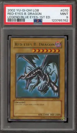 Yu-Gi-Oh! Red-Eyes B. Dragon Legend of Blue Eyes 1st Edition LOB-070 PSA 9 Mint - Image 1