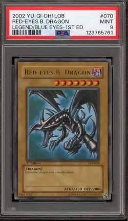 Yu-Gi-Oh! Red-Eyes B. Dragon Legend of Blue Eyes 1st Edition LOB-070 PSA 9 Mint - Image 1