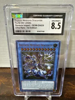 Yugioh Drytron Meteonis Draconids GEIM-EN029 Ultra Rare 1st Ed CGC 8.5 Graded - Image 2