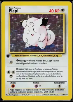 Piepi 1st Edition Base Set Rare Holo Pokemon Cards GERMAN (Clefairy) RARE LP - Image 1
