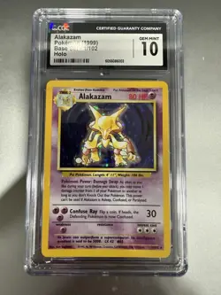 CGC 10 GEM MINT Alakazam 1999 Base Set 1/102 Holo Pokemon Card - Image 1