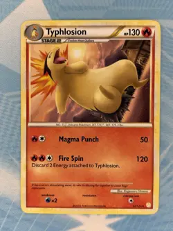Typhlosion 32/123 - Heartgold Soulsilver HGSS Non-Holo Rare Pokemon Card - LP - Image 1