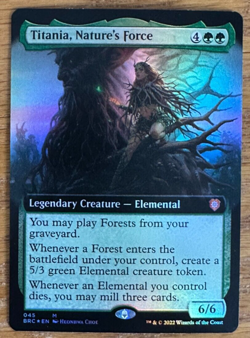 MTG The Brothers' War Commander, Titania, Nature's Force - Borderless Foil - Image 1