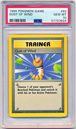 1999 Pokemon Base Set Gust of Wind Unlimited #93 PSA 10 - POP 341 - Image 1