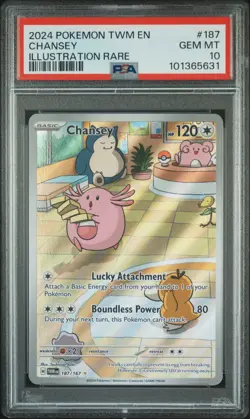 Pokemon 2024 Chansey 187/167 Twilight Masquerade Illustration Rare PSA 10 EN - Image 1