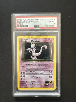 2000 Pokemon Gym challenge Rocket’s Mewtwo 14 Holo PSA 6! - Image 1