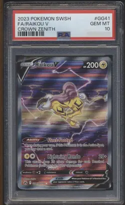RAIKOU V GG41/GG70 - 2023 Pokemon SWSH Crown Zenith Full Art PSA 10 GEM MINT - Image 1
