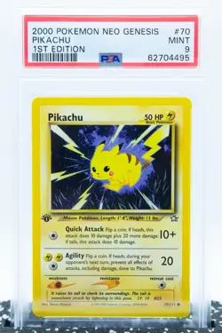 PSA 9 PIKACHU 70/111 1st Edition Neo Genesis WOTC - Pokemon Card 2000 - Image 1