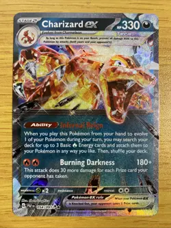 Pokemon TCG Charizard EX Double Rare Tera Holo Card 054/091 Paldean Fates - Image 1