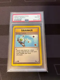 PSA 8 NM-MT 1999 Pokemon Fossil Energy Search 1ST Edition 59/62 82947756 - Image 1