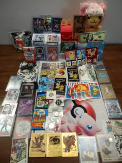 Junk Lot, Mostly Pokemon Items, Cards, Packs, Coin, Holos, Silver, Keychains, - Image 1