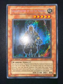 YU-GI-OH! GRANDMASTER OF THE SIX SAMURAI SECRET RARE STON-EN000 1ST EDITION NM - Image 1