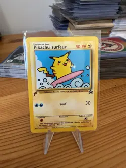 Pokemon Card - Surfing Pikachu WoTC Promo Rare FRENCH 2000 World Collection 28 - Image 1