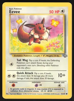 1999 Eevee Common 51/64 Jungle Pokemon Card - Image 1