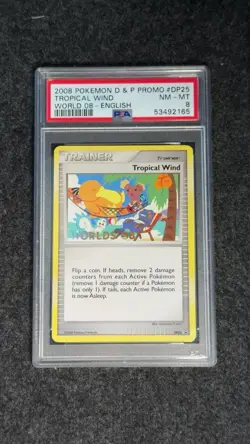 Tropical Wind DP25 PSA 8 NM-MT 2008 Worlds Promo Pokemon Card English - Image 1