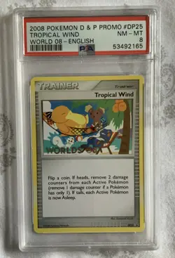 Tropical Wind DP25 PSA 8 NM-MT 2008 Worlds Promo Pokemon Card English - Image 3