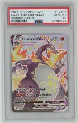 PSA 10 Charizard VMAX Shining Fates Full Art SV107/SV122 Pokemon Card FA 2021 - Image 1