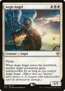 Aegis Angel 1 EO1 Aleksi Briclot Flying Indestructible MTG Rare White WOTC 2017 - Image 1