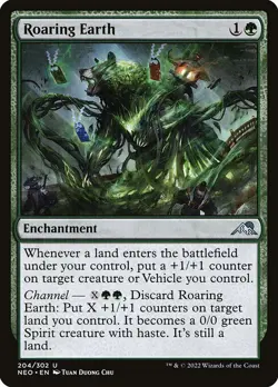 1x Roaring Earth NM Eng MTG - Kamigawa: Neon Dynasty - Image 1