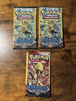 Pokemon XY Steam Siege 3 Card Booster Packs Lot Of 3 - Image 1