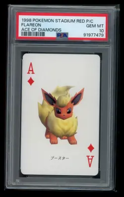 PSA 10 Flareon Ace of Diamonds 1998 Stadium Red Japanese Pokemon Card TCG - Image 1