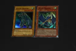 Yugioh Card Lot LP-PL Super Rare Luster Dragon LOD-050 & Spear Dragon LOD-035 - Image 1