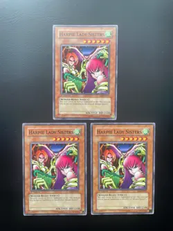 Yugioh Harpie Lady Sisters SD8-EN007 1st Edition Common Damaged X3 - Image 1