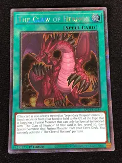 Yugioh The Claw of Hermos RA04-EN256 1st Platinum Secret (NM) - Image 1