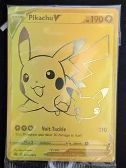 Pikachu V SWSH145 - Sealed - Pokemon Celebrations - Gold Promo Card - Image 1
