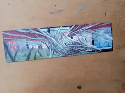 MtG ONE PHYREXIA Dragon 5-Card Lands Panorama Magic Altered Hand Painted Art - Image 2