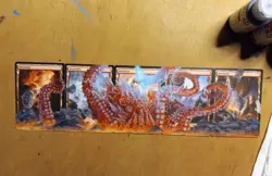 MtG BFZ Thunder Kraken 5-Card Mountain Panorama Magic Altered Hand Painted Art - Image 1