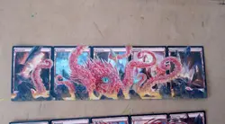 MtG BFZ Devil Kraken 5-Card Mountain Panorama Magic Altered Hand Painted Art - Image 1