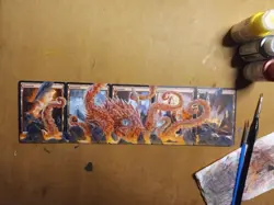 MtG BFZ Devil Kraken 5-Card Mountain Panorama Magic Altered Hand Painted Art - Image 2